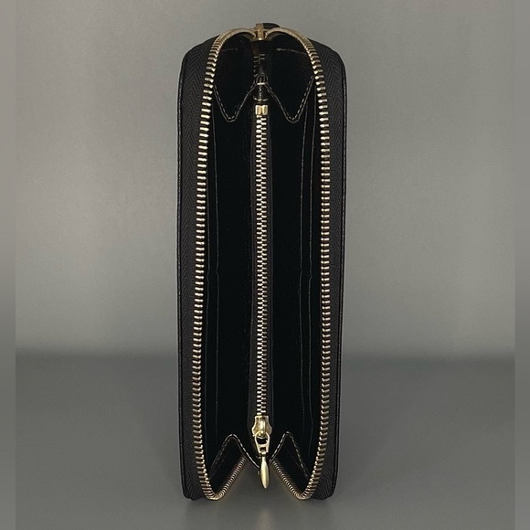 BVLGARI Black Long Leather Zip Around Wallet Unisex Luxury Pebbled Italy OS - Picture 6 of 11